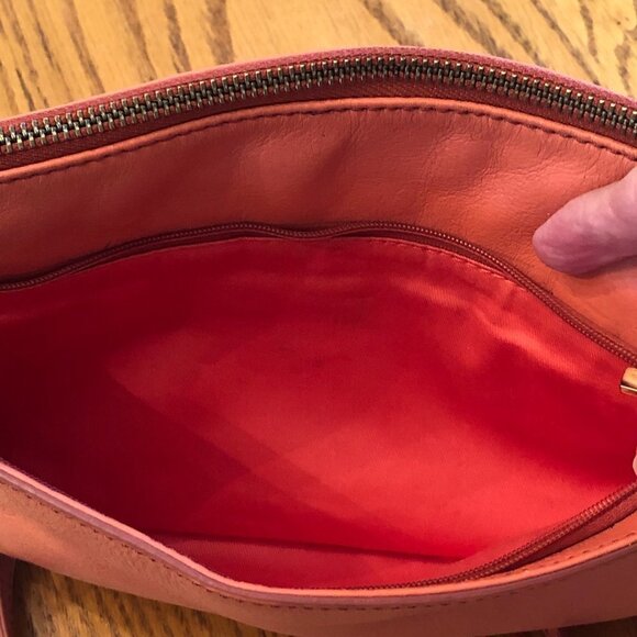 Fossil Melon Color Crossbody Shoulder Trap Leather Bag - Picture 4 of 12